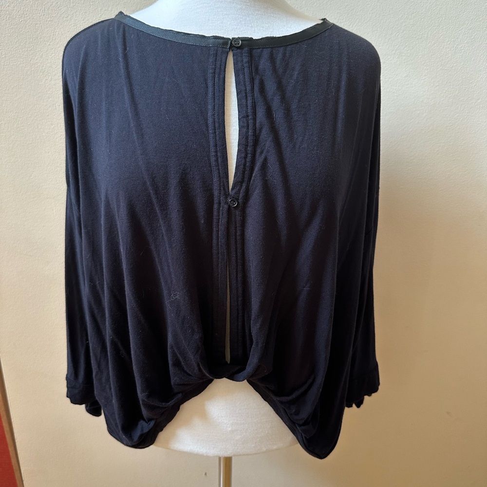 Free People Black 3/4 Sleeve Blouse